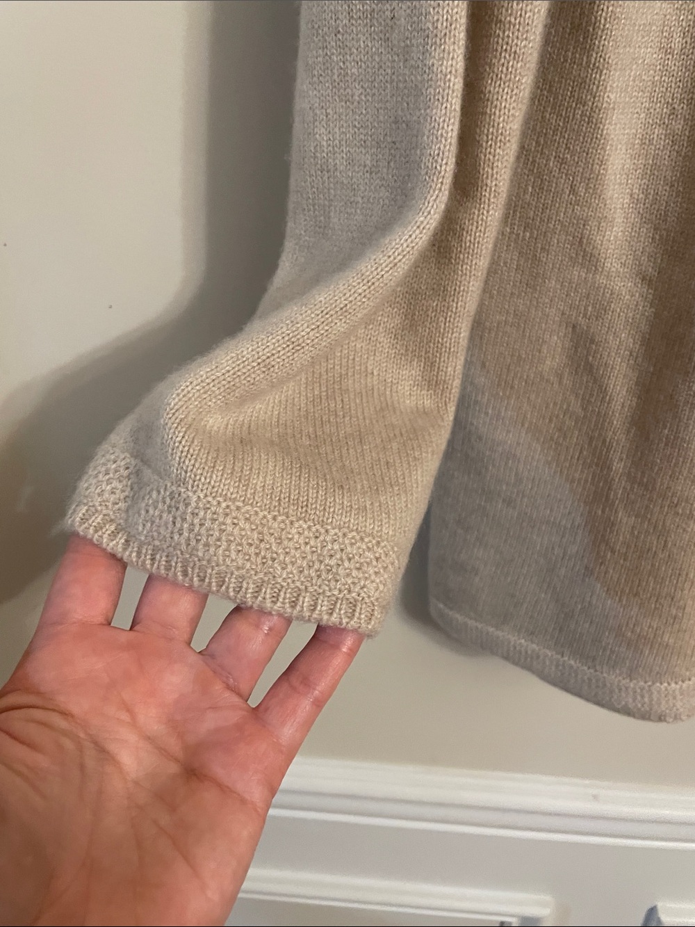 Faherty 100% Cashmere Open Front Long Cardigan Beige Size Medium - Picture 3 of 10